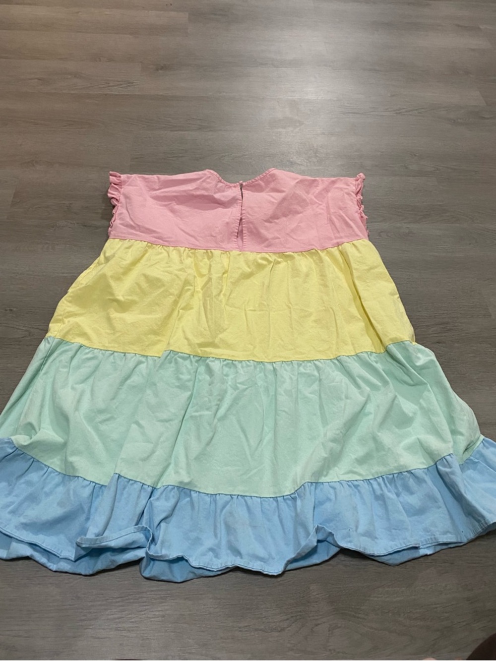 Simply southern rainbow cotton colorblock babydoll mini dress ruffle Large - Picture 3 of 7